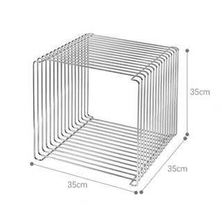 Silver Metal Storage Rack Side Table Magazine Rack Wire Cube