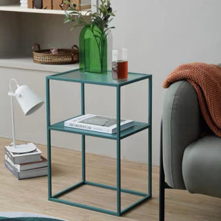 Iron Glass Storage Side Table