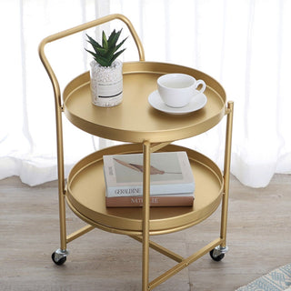 Gold Castered Tier Tray Wagon Storage Cart
