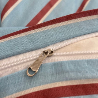 Red x Blue Stripe Soft Cotton Duvet Cover Set   Bed Cover  All Seasons