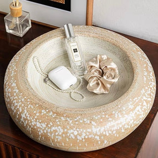 Natural Ceramic Round Big Tray