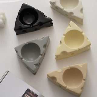 Cheese motif candle holder with tray