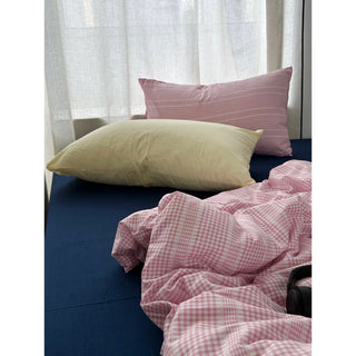 Pink Mix Check Pattern Duvet Cover Set 2 Sizes  Bed Cover All Seasons Year-Round