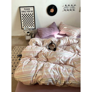 Multi-stripe cotton duvet cover setin  and 2 sizes.