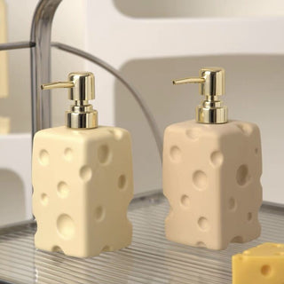 Cheese motif ceramic dispenser refillable bottle