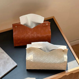 Geometric Pattern Embossed Faux Leather Tissue Case