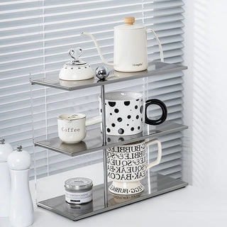 Clear Acrylic Stainless Steel Three-Tier Storage Display Rack   Cosmetic Storage Mug Rack