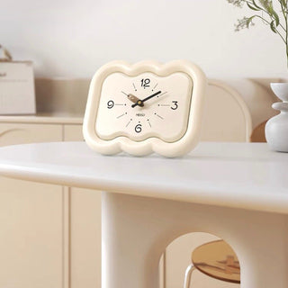 Cream Color Chubby Horizontal Wave Clock Table Clock