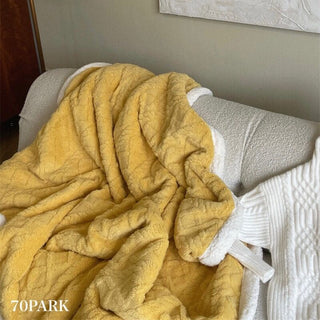Cable pattern colored fleece blanket