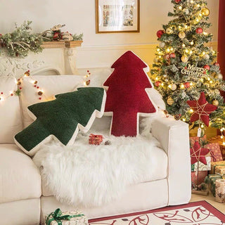 Christmas tree-shaped cushion