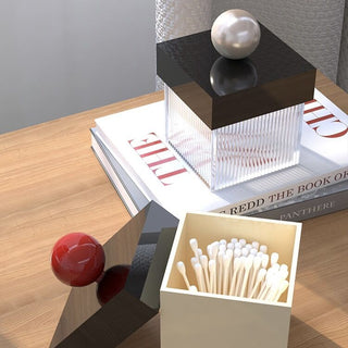Pearl Lidded Cosmetic Cube Case  Small Item Storage