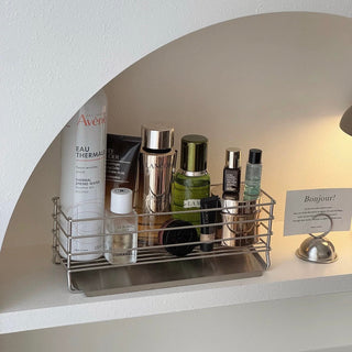 Stainless steel simple basket silver dish drainer small item storage.
