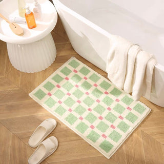 Colorful Grid Absorbent Bath Mat  50 x 80 cm Door Mat Entrance Mat Non-Slip