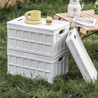 Foldable storage container with handle white