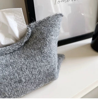 Gray Simple Knit Tissue Case Tissue Cover