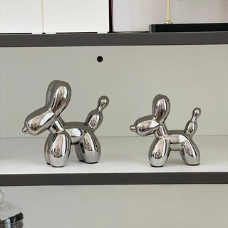 piece set: Balloon dog motif ornament silver.