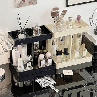 Rectangular Simple Tabletop Two-Tier Cosmetic Storage Rack