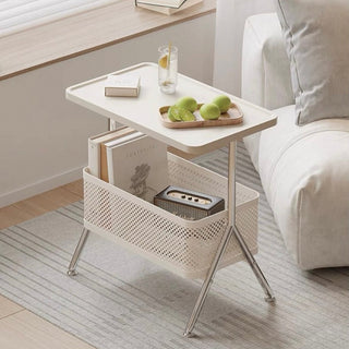 Stainless steel frame basket storage side table