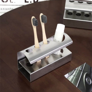 Stainless steel silver simple toothbrush stand