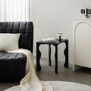 Black Wave Leg Square Compact Side Table