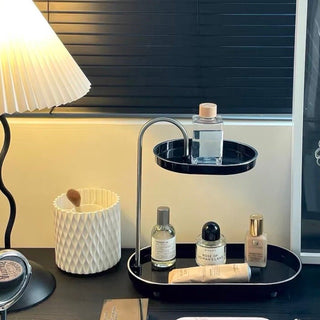 Top Slide Oval Two-Tier Tray   Cosmetics Storage Perfume Storage Tray