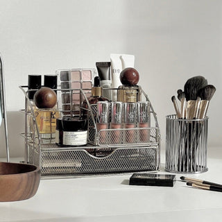 Steel Mesh Drawer Cosmetic Storage Multi-Rack Silver