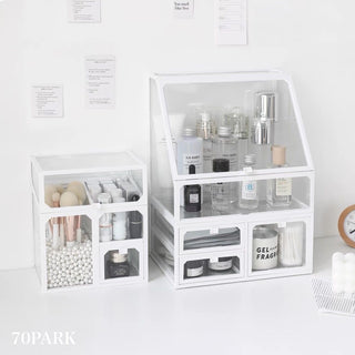 Sold Individually Clear White Cosmetic Storage Box