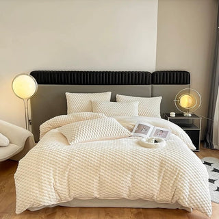 3D Pattern Soft Flannel Duvet Cover Set  Bed Cover Bedding Cover