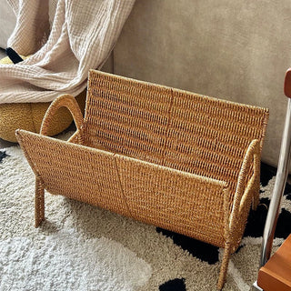 Rattan-style magazine rack storage book stand basket