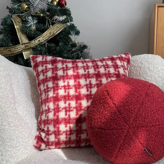 Red checkered boa cushion cover 45x45