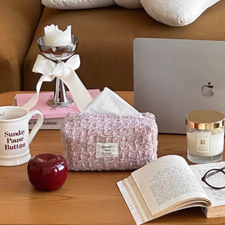 Pink Mix Tweed Tissue Case  Tissue Cover