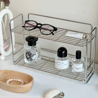 Stainless steel silver two-tier slim storage rack spice rack perfume storage