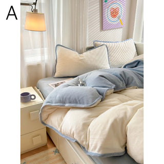 Velvet Two-Tone Solid Color Winter Duvet Cover Set 2 Sizes