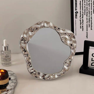 Silver Textured Tabletop Mirror  Mirror Tray
