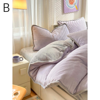 Velvet Two-Tone Solid Color Winter Duvet Cover Set 2 Sizes