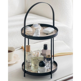 Two-tier round display rackin  storage