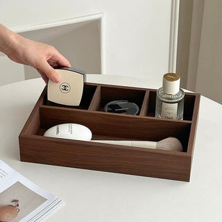 Thin Wood Divider Shallow Storage Box Cosmetics Small Item Tray