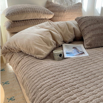 Faux Fur Velvet-like Winter Duvet Cover Set