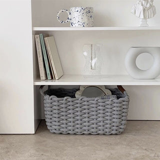 Rope braided basket with handles large storage basket.