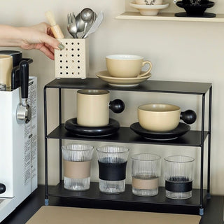 Iron Simple Three-Tier Display Rack Black