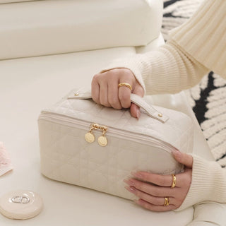 Quilted Large Capacity Cosmetic Storage Pouch  Travel Pouch