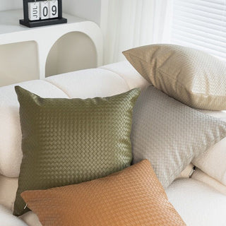 Braided-look faux leather cushion cover