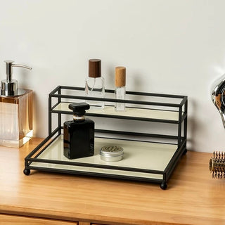 Black Iron Frame Acrylic Two-Tier Storage Rack   in  and 2 Sizes
