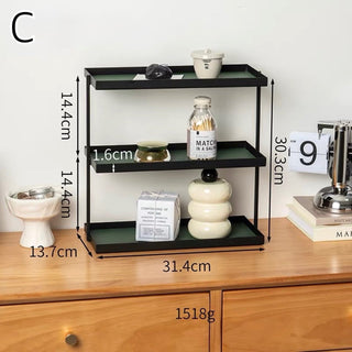Iron Leather Rectangular Three-Tier Tray  Storage Rack Cosmetic Storage