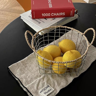 Handled Iron Mini Basket Storage Basket