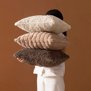 Rich Faux Fur Grid Cushion Cover  45 x 45 cm