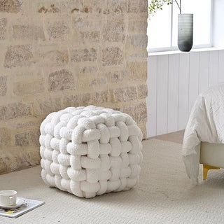 Boucle knitted stool white dresser chair ottoman