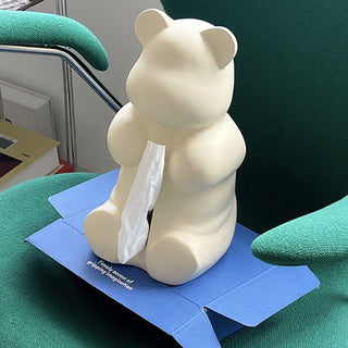 Bear motif ceramic tissue case