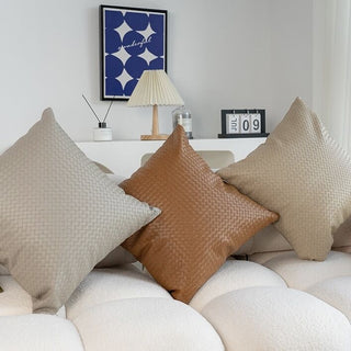 Braided-look faux leather cushion cover
