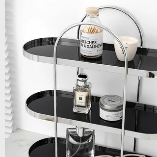 Silver Arch Frame Oval Three-Tier Storage Rack  Perfume Storage